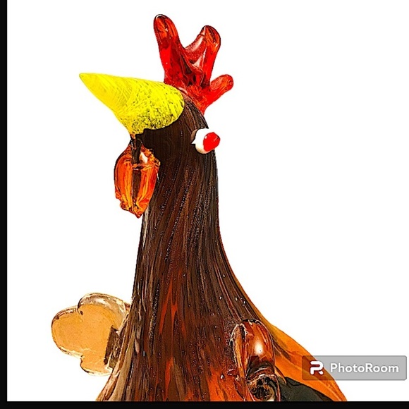 Hand Blown Studio Art Gourd Glass Tall Rooster Brown Figurine. - Picture 6 of 8